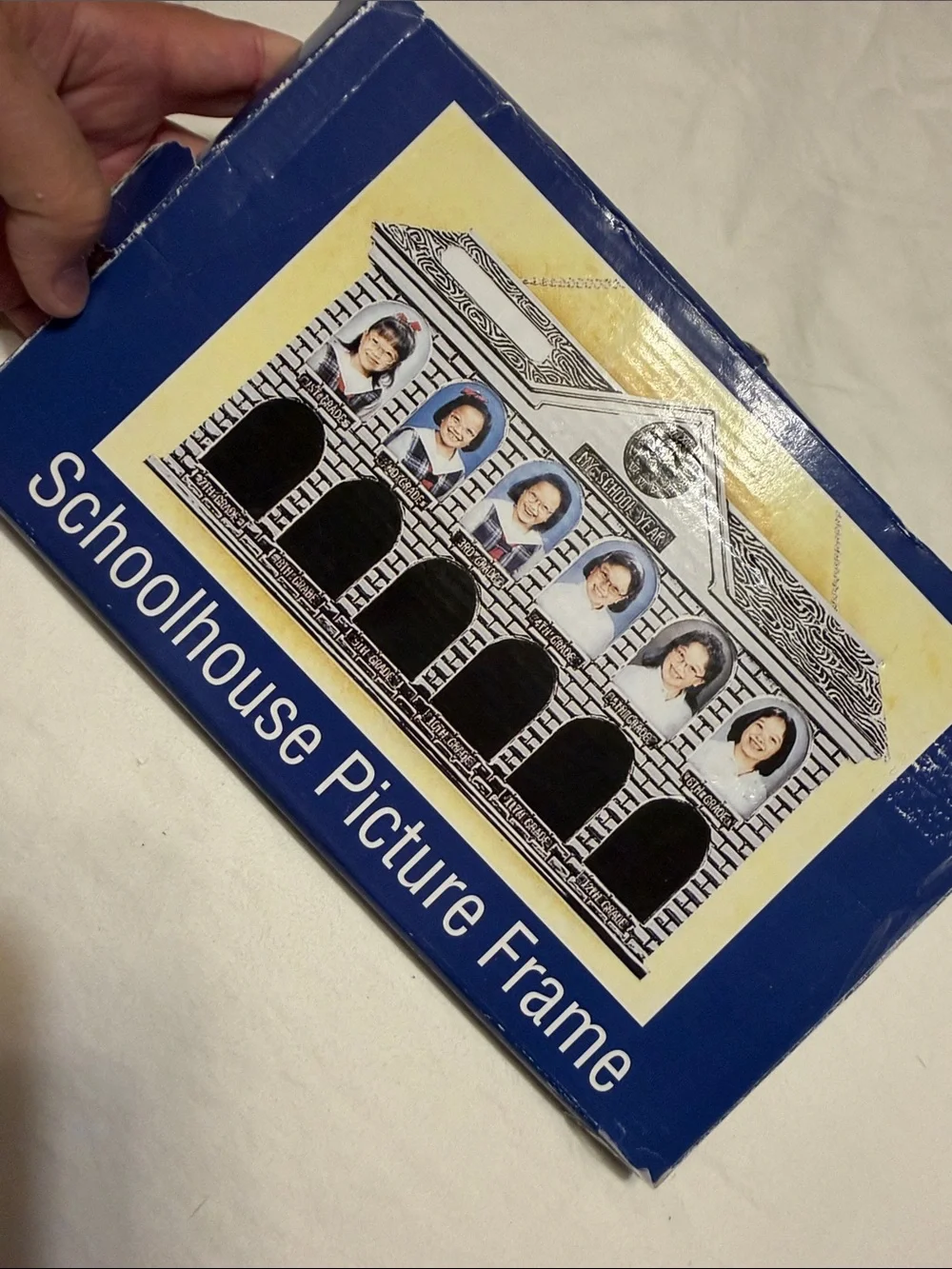 Schoolhouse Multi-Opening Picture Frame in Blue and White
